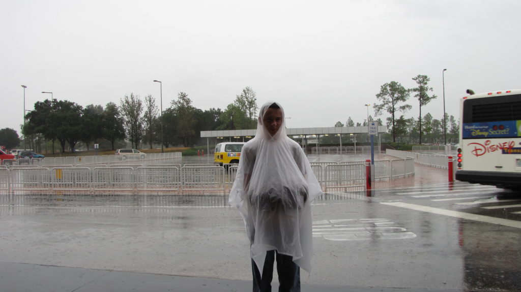 Standing in the rain at Walt Disney World