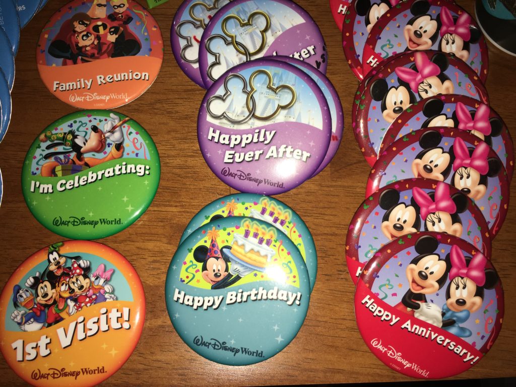 Disney celebration button pins