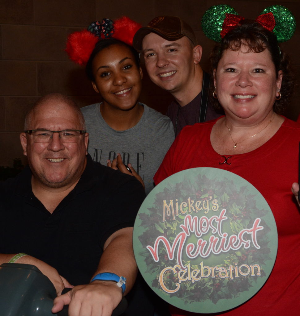 PhotoPass family at Christmas party