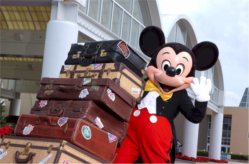 Mickey with luggage