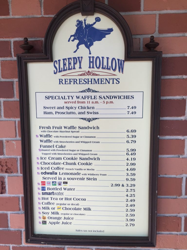 Sleepy Hollow menu